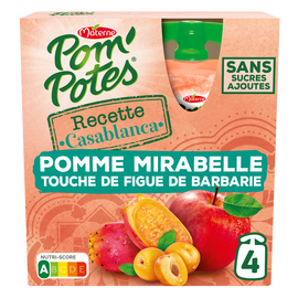 Compotes Gourdes Recettes du Monde Casablanca Pomme Mirabelle Touche de Figue Barbarie POM'POTES, 4x90g