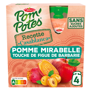 Compotes Gourdes Recettes du Monde Casablanca Pomme Mirabelle Touche de Figue Barbarie POM'POTES, 4x90g