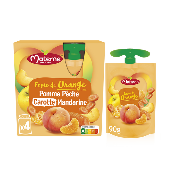 Compote pomme/pêche/carotte/mandarine MATERNE 4x90g