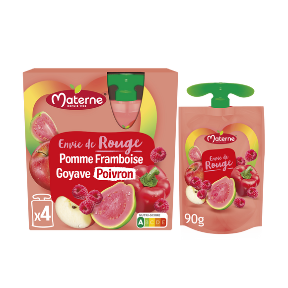Compote pomme/framboise/goyave/poivron MATERNE 4x90g