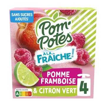 POM'POTES à la fraiche pomme framboise citron, 4x90g, 360g