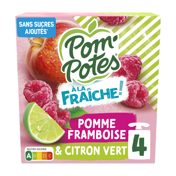 POM'POTES à la fraiche pomme framboise citron, 4x90g, 360g