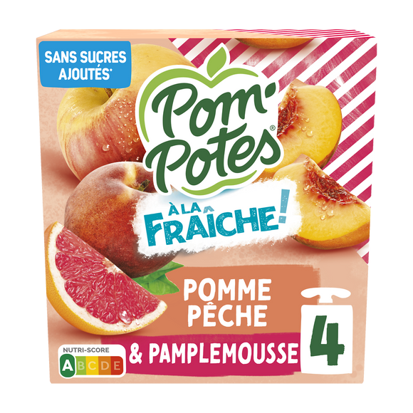 POM'POTES à la fraiche pomme pêche pamplemousse, 4x90g, 360g