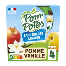 POM'POTES sans sucres ajoutés pomme vanille, 4x90g, 360g