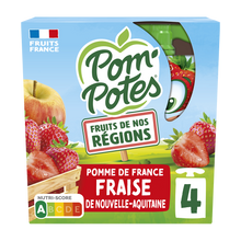POM'POTES fruits de nos régions pommme fraise, gourdes 4x90g, 360g