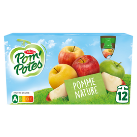 Compotes Gourdes Pomme Nature POM'POTES, 12x90g