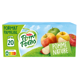 Compotes Gourdes Pomme Nature POM'POTES, 20x90g