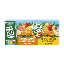 Dessert fruitier Gourdes 5 Fruits Jaunes & Exotiques POM'POTES, 20x90g