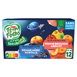 Compotes Gourdes Les P'tits Explorateurs Sur Neptune & Sur Saturne POM'POTES, 12x90g