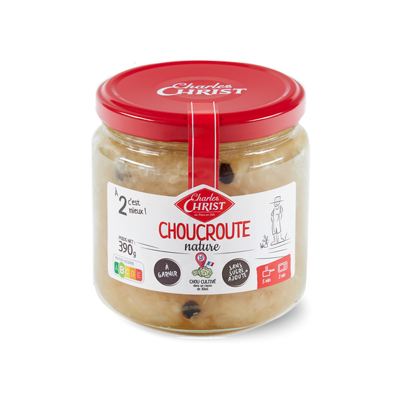 Chou façon choucroute sans matière grasse et sans alcool à garnir CHRIST, bocal 390g