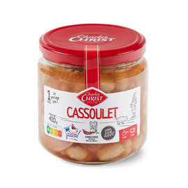 Cassoulet cuisiné aux haricots lingots pur porc français CHRIST, Boîtede 410g