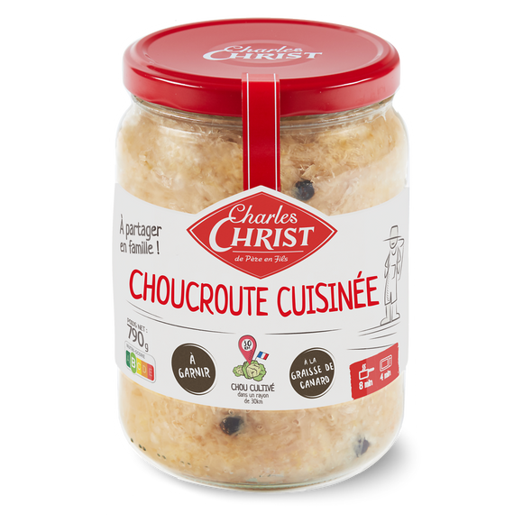 Choucroute champagne à garnir graisse de cnrd CHARLES CHRIST, pot en verre de 790g