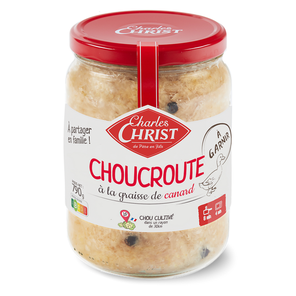 Choucroute champagne à garnir graisse de cnrd CHARLES CHRIST, pot en verre de 790g