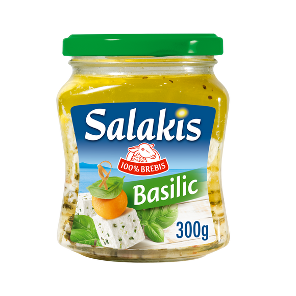 Dés de fromage de brebis au basilic SALAKIS - 300gLAKIS, 25,8% de MG, bocal de 300g