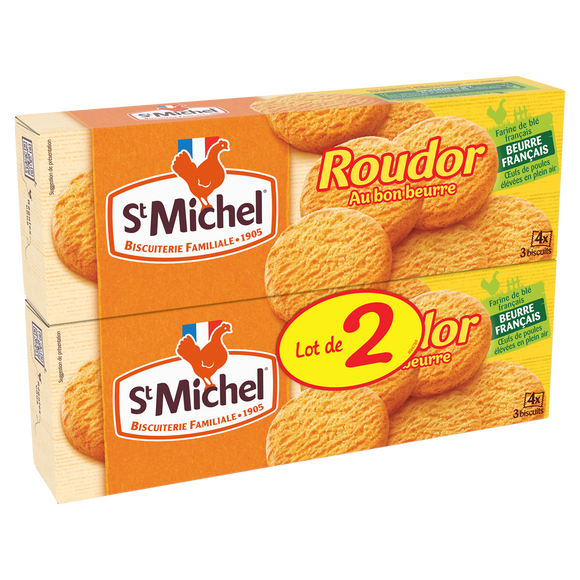 Biscuits Roudor palets croustillants et fondants ST MICHEL, lot de 2 paquets, soit 300g