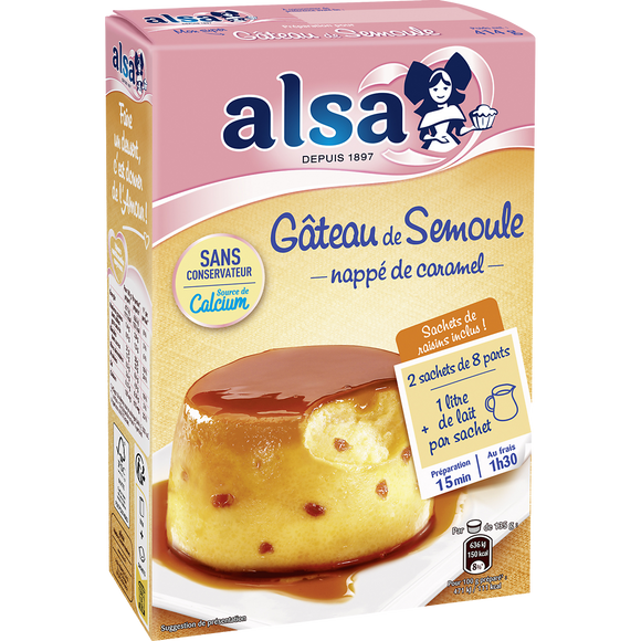 Préparation pour gâteau de semoule ALSA, 2 doses, 414g