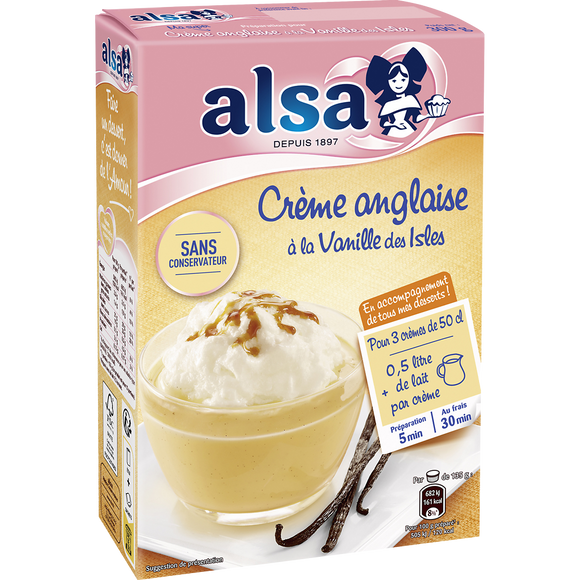 Préparation pour crème Anglaise à la vanille des Isles ALSA, 3 sachets300g