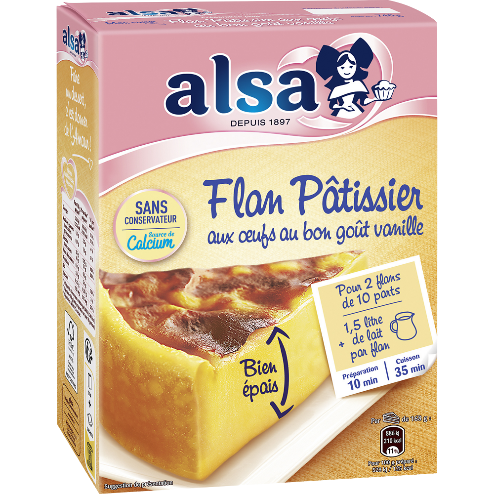 Préparation flan pâtissier aux oeufs ALSA 2 sachets 740g