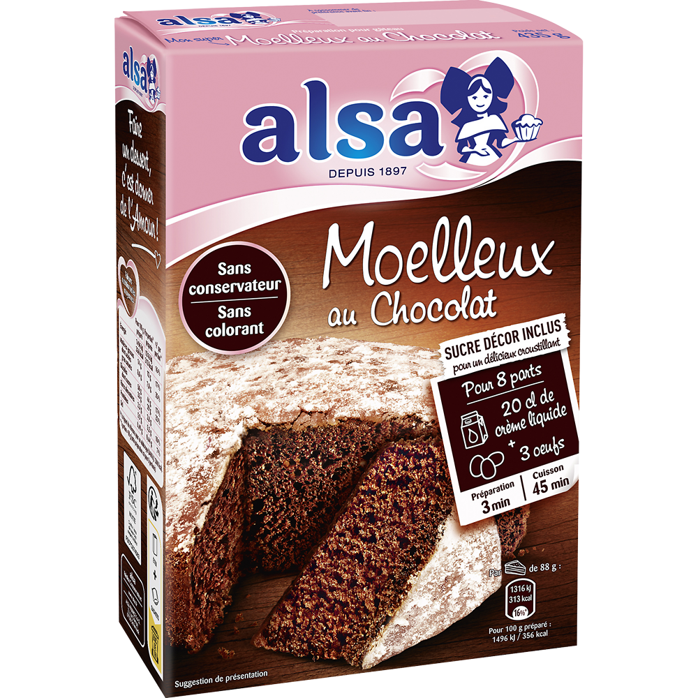 Préparation pour gâteau au chocolat Mamie Gâteau ALSA, 435g