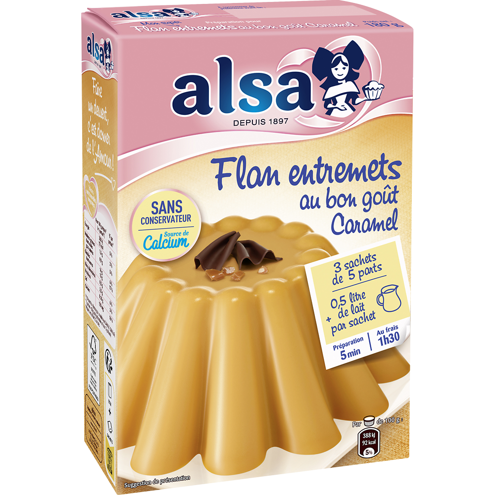 Préparation pour flan au bon goût de caramel ALSA, 180g