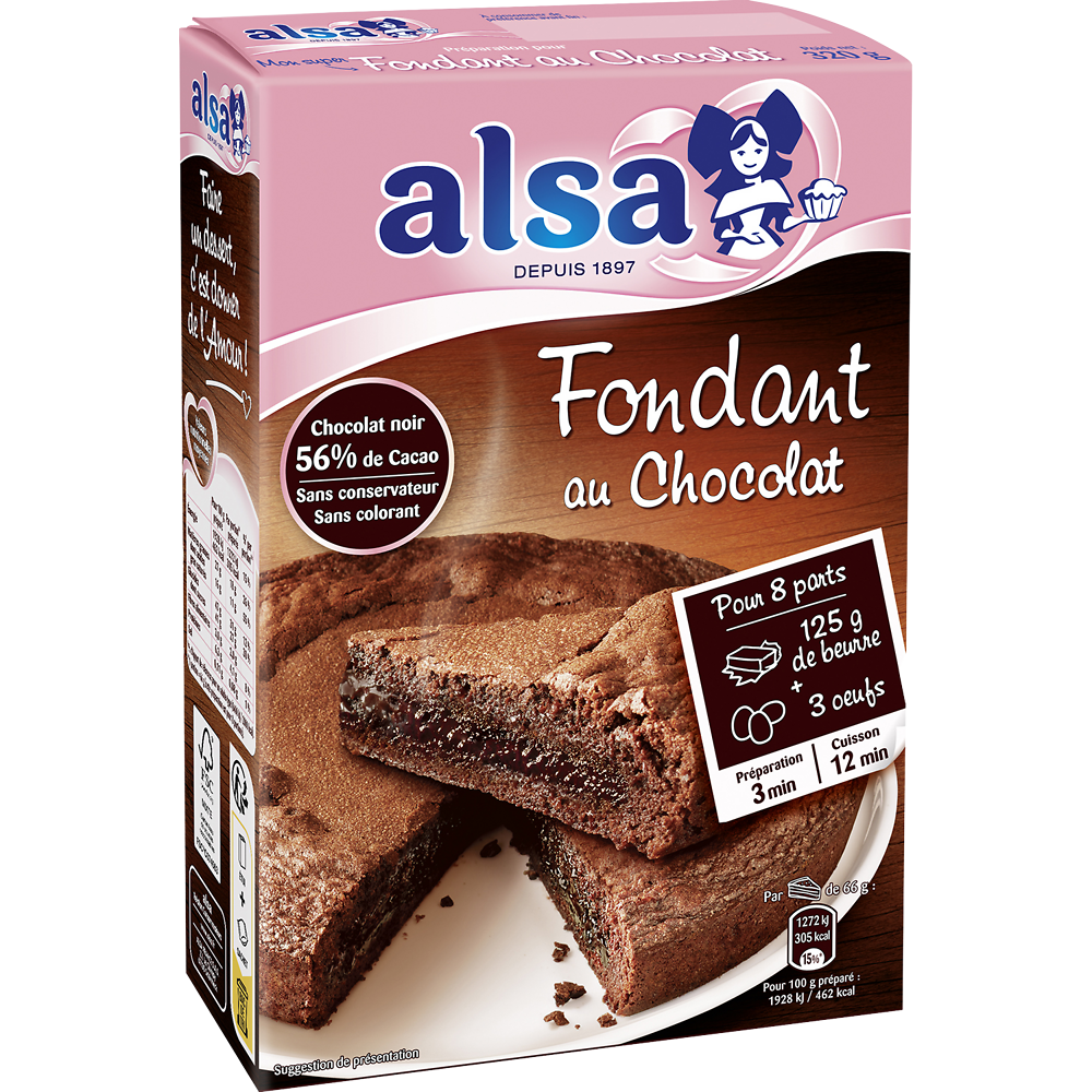 Préparation pour gâteau au chocolat Le Fondant de Mamie ALSA, 320g