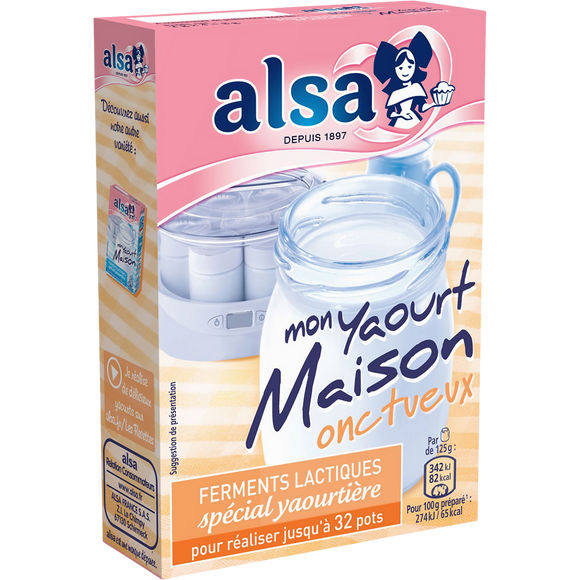 Ferments lactiques pour yaourtière "Mon Yaourt Maison Onctueux" ALSA,8g