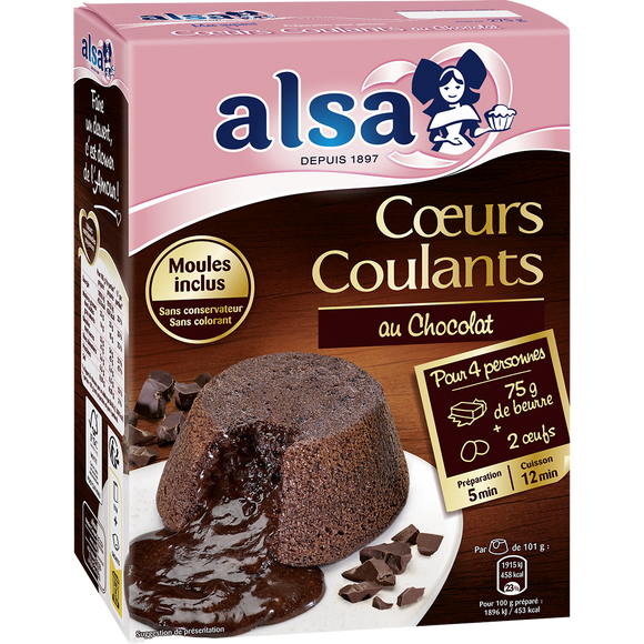 Préparation coeurs coulants choco ALSA paquet 275G