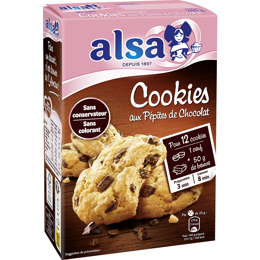 Préparation cookies pépites chocolat ALSA 240g