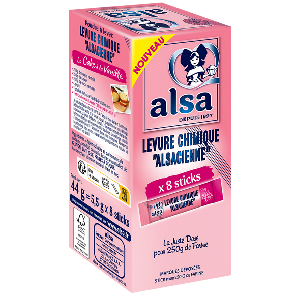 Levure chimique ALSA sticks 8x5,5g 44g