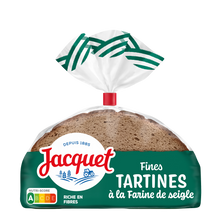 Pain de campagne Fines Tartines à la farine de Seigle JACQUET - x9 tranches - 500g