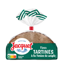 Pain de campagne Fines Tartines à la farine de Seigle JACQUET - x9 tranches - 500g