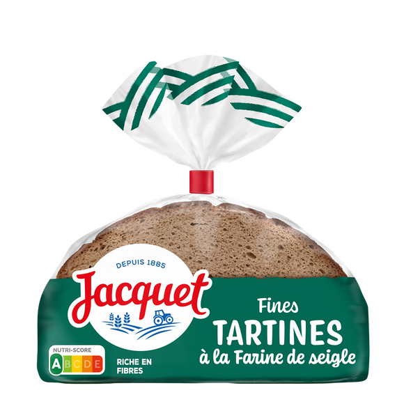 Pain de campagne Fines Tartines à la farine de Seigle JACQUET - x9 tranches - 500g