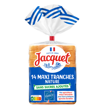 Pain de mie Maxi Tranches Nature Sans Sucres Ajoutés JACQUET - x14 - 550g