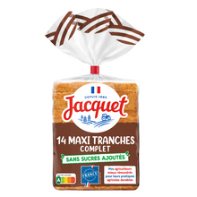 Pain de mie Maxi Tranches Complet Sans Sucres Ajoutés JACQUET - x14 -550g