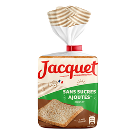 Pain de mie Maxi Tranches Complet Sans Sucres Ajoutés JACQUET - x14 -550g