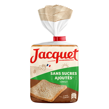 Pain de mie Maxi Tranches Complet Sans Sucres Ajoutés JACQUET - x14 -550g