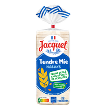 Pain de mie sans croûte sans sucre ajouté nature JACQUET, 22 tranchessoit 475g