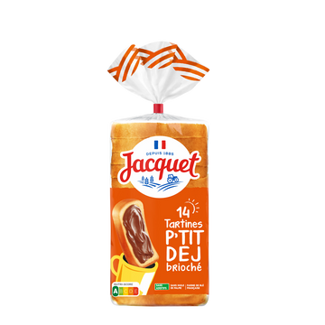 Pain de mie Tartine P'tit Déj(r) Brioché JACQUET - x14 - 410g