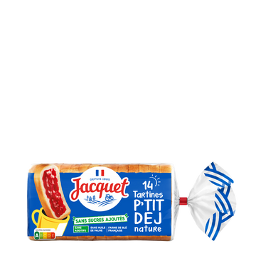 Pain de mie Tartine P'tit Déj(r) Nature Sans Sucres Ajoutés JACQUET -x14 - 410g
