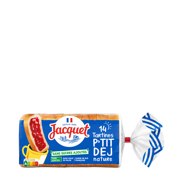 Pain de mie Tartine P'tit Déj(r) Nature Sans Sucres Ajoutés JACQUET -x14 - 410g