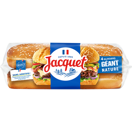 Pains Burger Géant Nature Sans Additifs JACQUETx4 - 350g