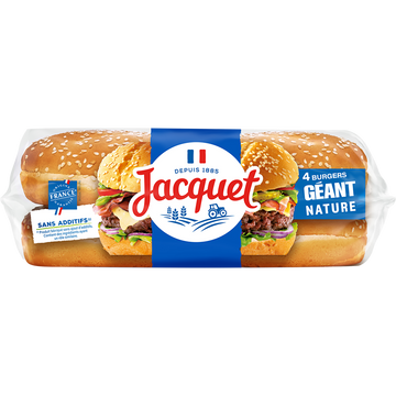 Pains Burger Géant Nature Sans Additifs JACQUETx4 - 350g