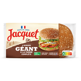 Pains Burger Géant à la farine complète Sans Additifs JACQUETx4 - 350g
