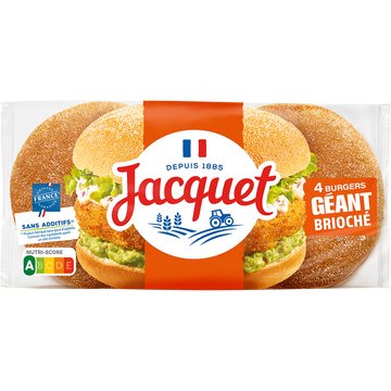 Pains Burger Géant Brioché Sans Additifs JACQUETx4 - 320g