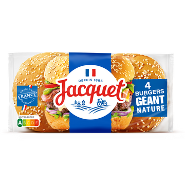Pains Burger Géant Nature Sans Additifs JACQUETx4 - 330g
