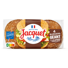 Pains Burger Géant à la farine complète Sans Additifs JACQUETx4 - 330g
