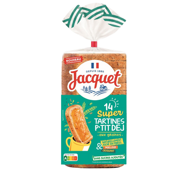Pain de mie aux graines sans sucres ajoutés JACQUET 410g