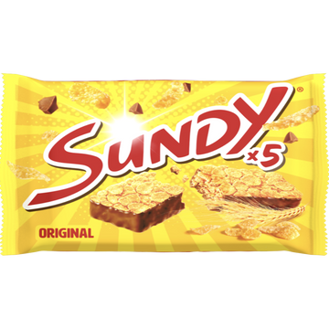 Barres de corn flakes nappées de chocolat SUNDY, 5 pièces, 180g