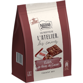 Carrés chocolat noir éclats fèves cacao NESTLE L'ATELIER - Sachet de 192g
