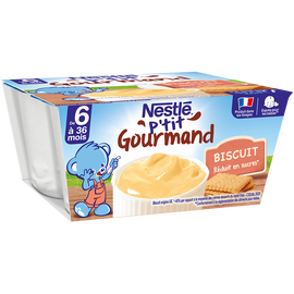 Desserts lactés P'TIT GOURMAND Biscuit 6M+ NESTLE - 4x100g